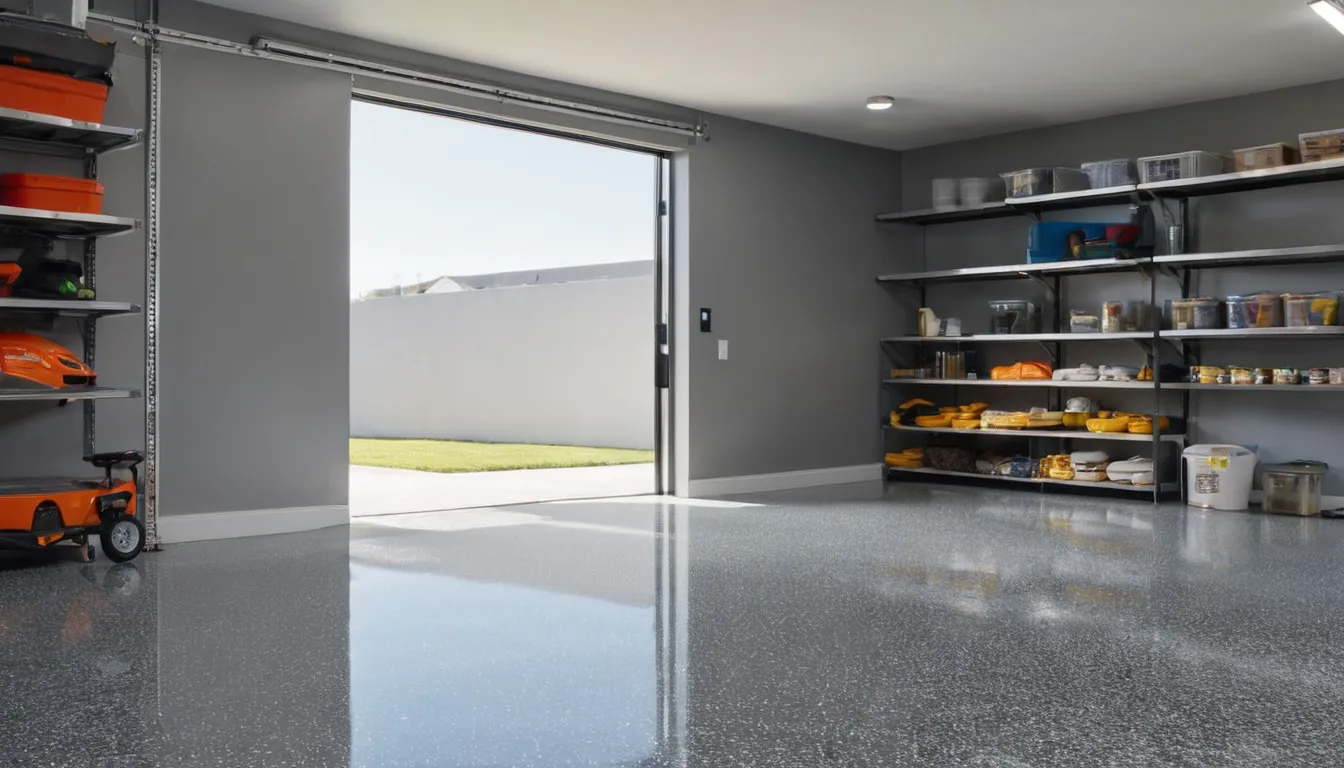 A freshly coated epoxy garage floor in a Santee home