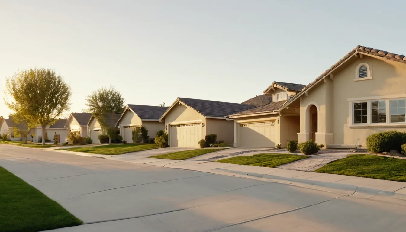 A neighborhood of stucco ranch homes in Santee